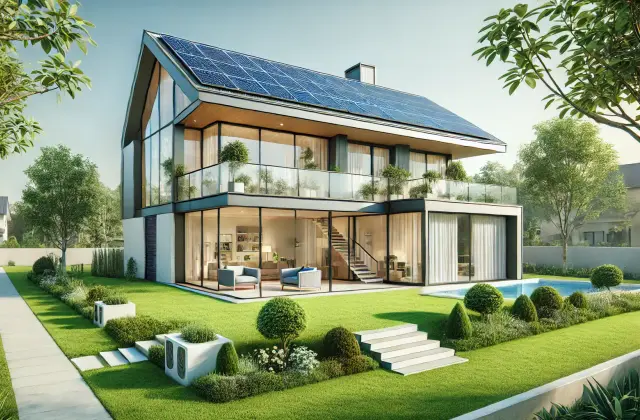 Maison individuelle rénovée avec panneau solaire — budget MaPrimeRénov' 2027